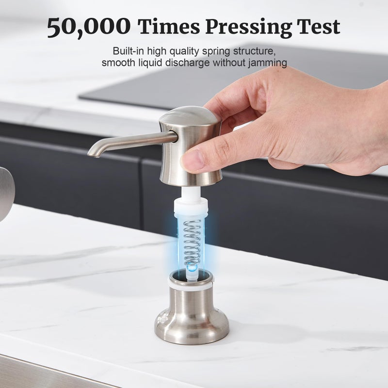 Ultimate Unicorn Soap Dispenser for Kitchen Sink Brushed Nickel, Built-in and Refill-from-Top Design with Liquid Hand & Dish Soap Bottle - Image 5